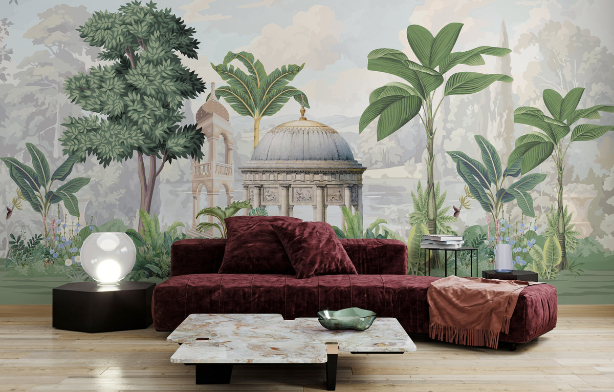 Indian Tropical Tree Peel and Stick Wallpaper for Living Room Elegant Home Decor