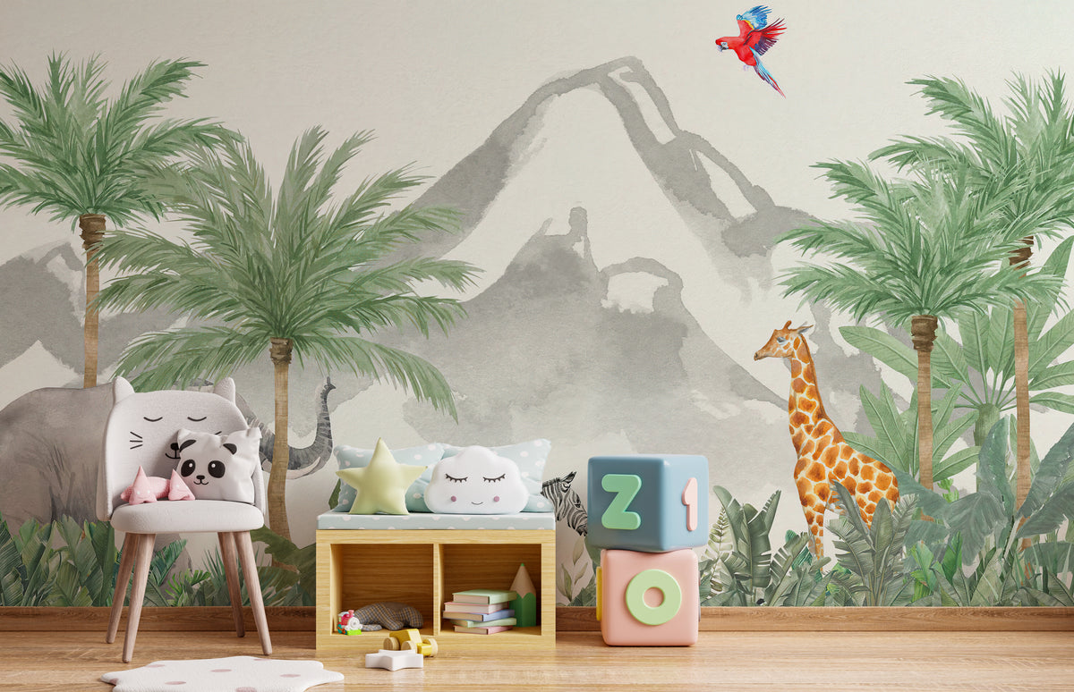 Green Wild Jungle Kids Wallpaper Mural