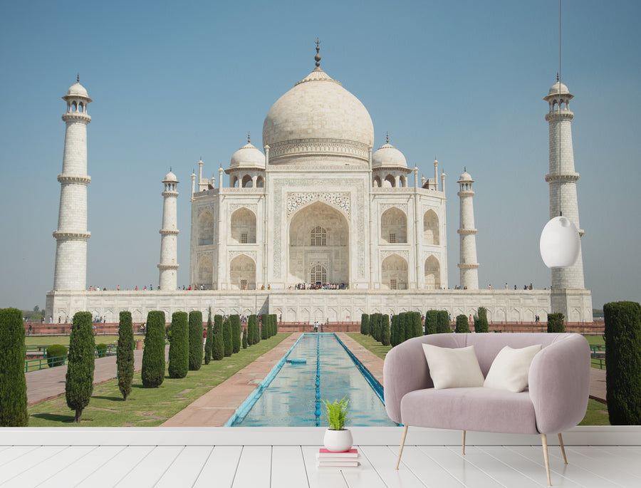 Living Room Taj Mahal Architecture Wallpaper White Removable Home Decor