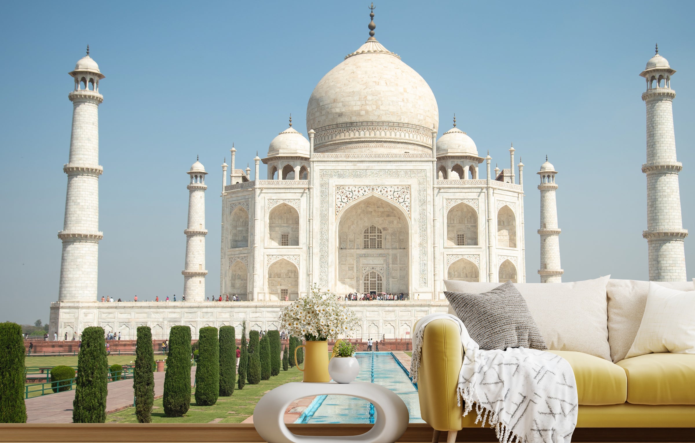 Taj Mahal garden panorama interior backdrop decorating office feature wall with refined cultural elegance