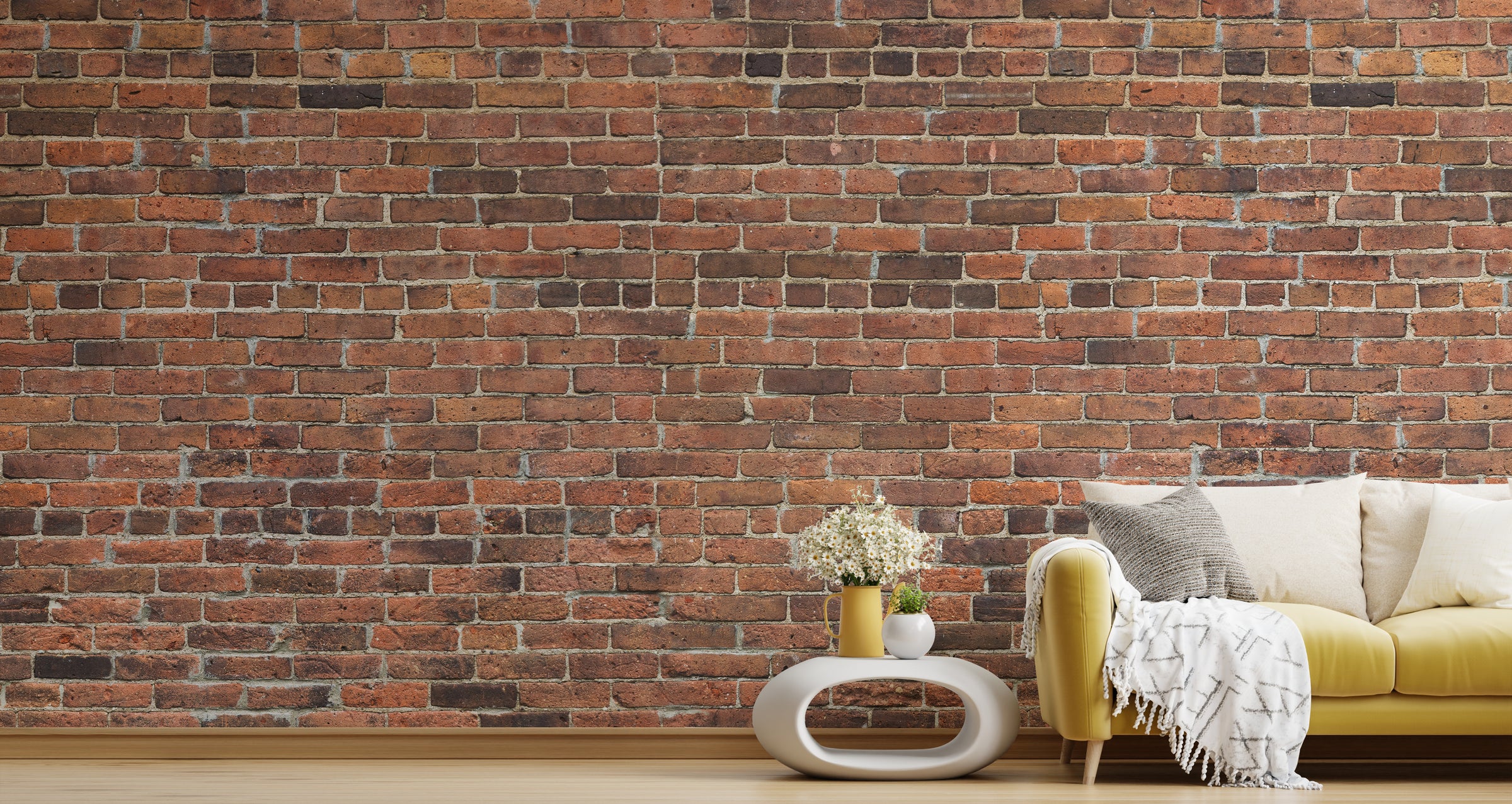 Modern Bedroom Brick Peel and Stick Wall Mural Art