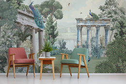 Peacock Wallpaper | Turquoise Mughal Art Removable Room Decor image 4