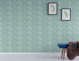 Sage Green Botanical Leaf Wallpaper | Modern Peel and Stick Wall Decor image 0