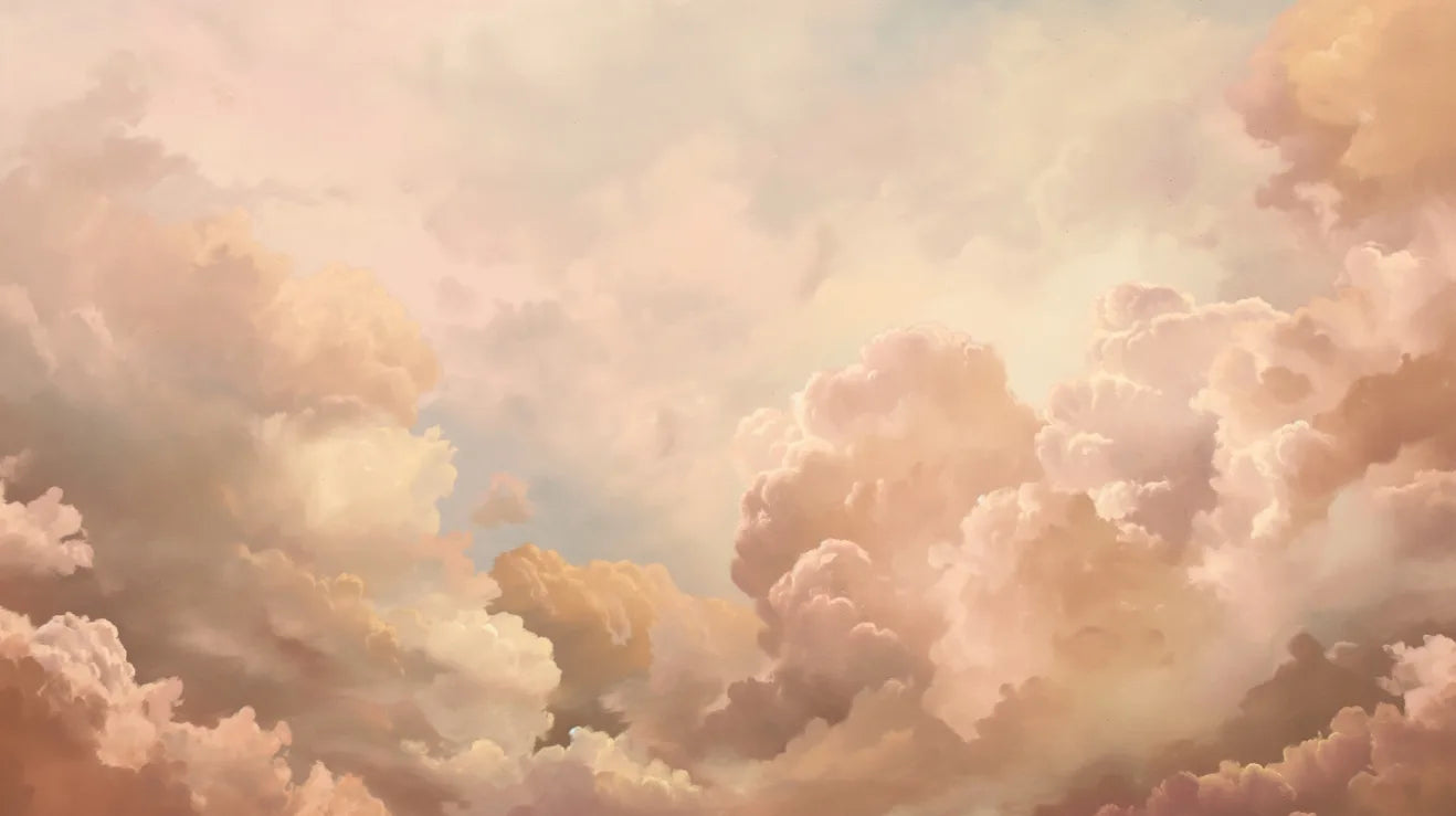 Soft Cloud Aesthetic Sky Mural| Peach Beige Color Peel and Stick Wallpaper image 5