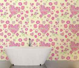 Pink Butterfly Floral Wallpaper | Pastel Heart Peel and Stick Decor image 6