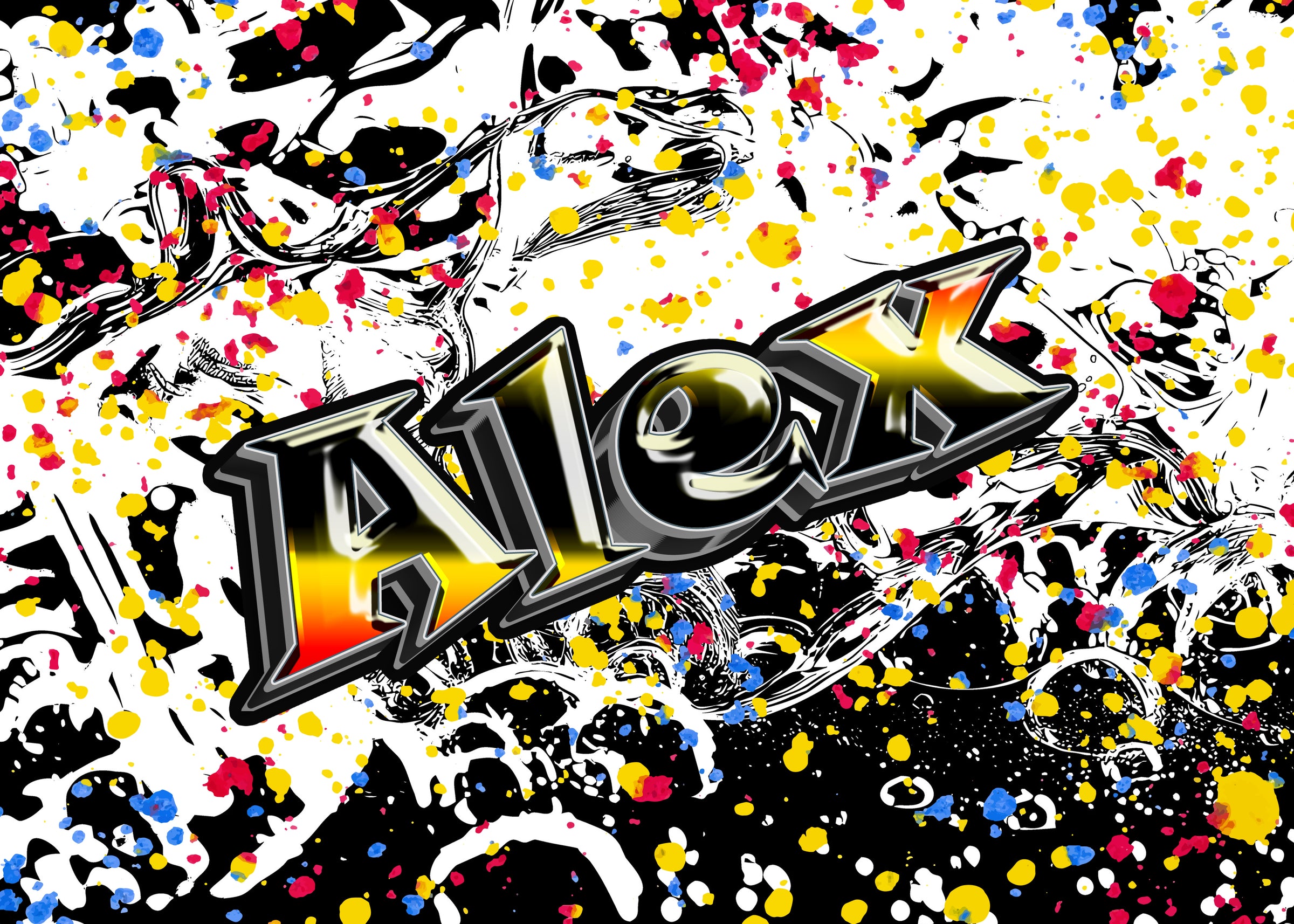 Graffiti inspired mural with high contrast tones and bright splashes upgrading gaming room walls