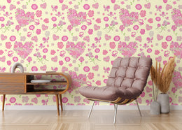 Pink Butterfly Floral Wallpaper | Pastel Heart Peel and Stick Decor image 3