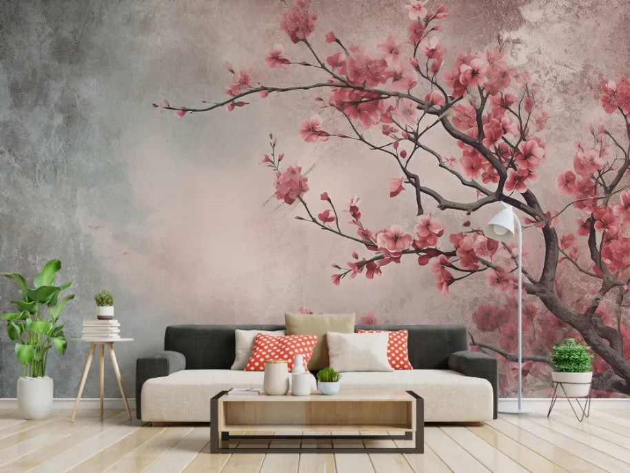 Vintage Flowers Grey Wallpaper Murals image 0