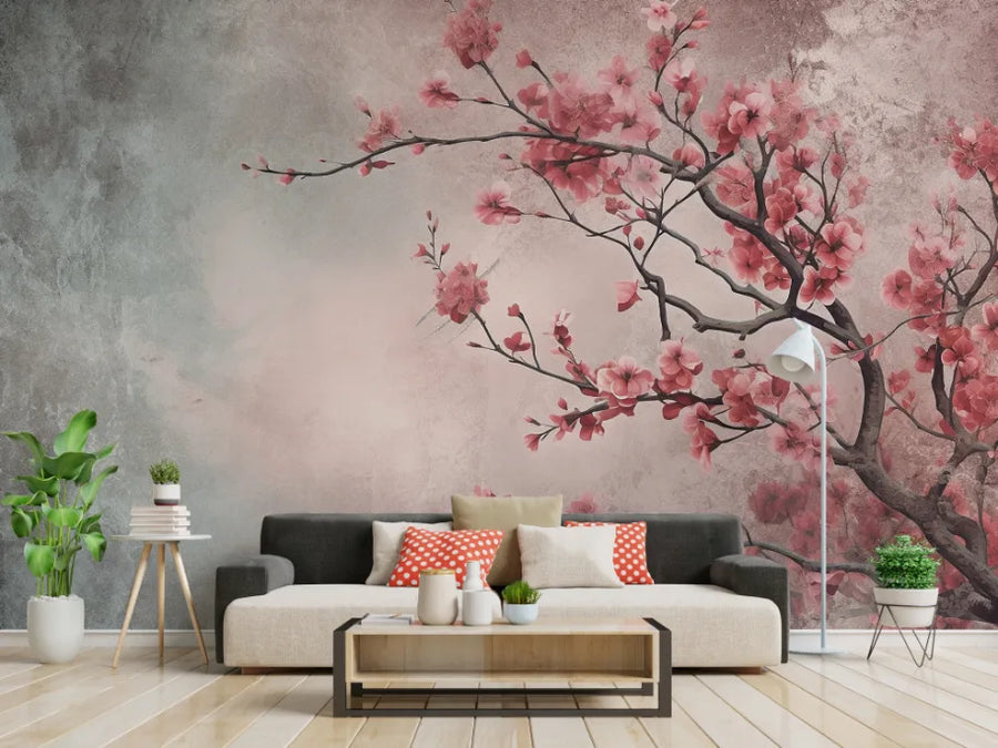 Vintage Flowers Grey Wallpaper Murals
