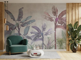 Soft Color Tropical Leaf Design Wallpaper image 1