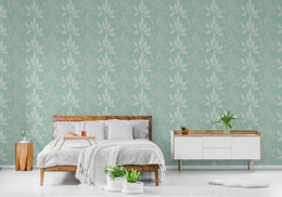 Sage Green Botanical Leaf Wallpaper | Modern Peel and Stick Wall Decor image 3