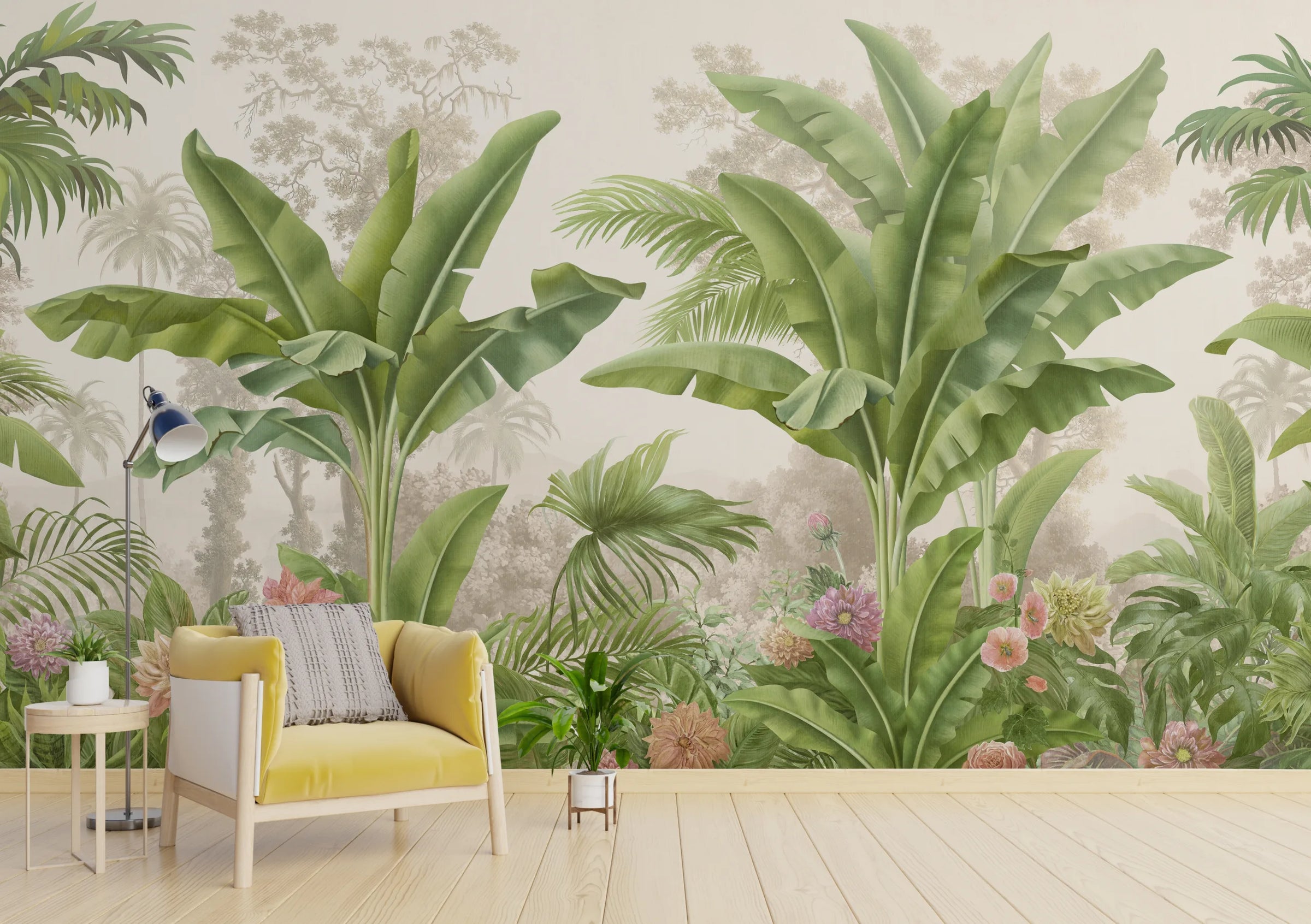 Tropical Botanical Wall Mural | Green Banana Leaf Peel And Stick Wallpaper image 2