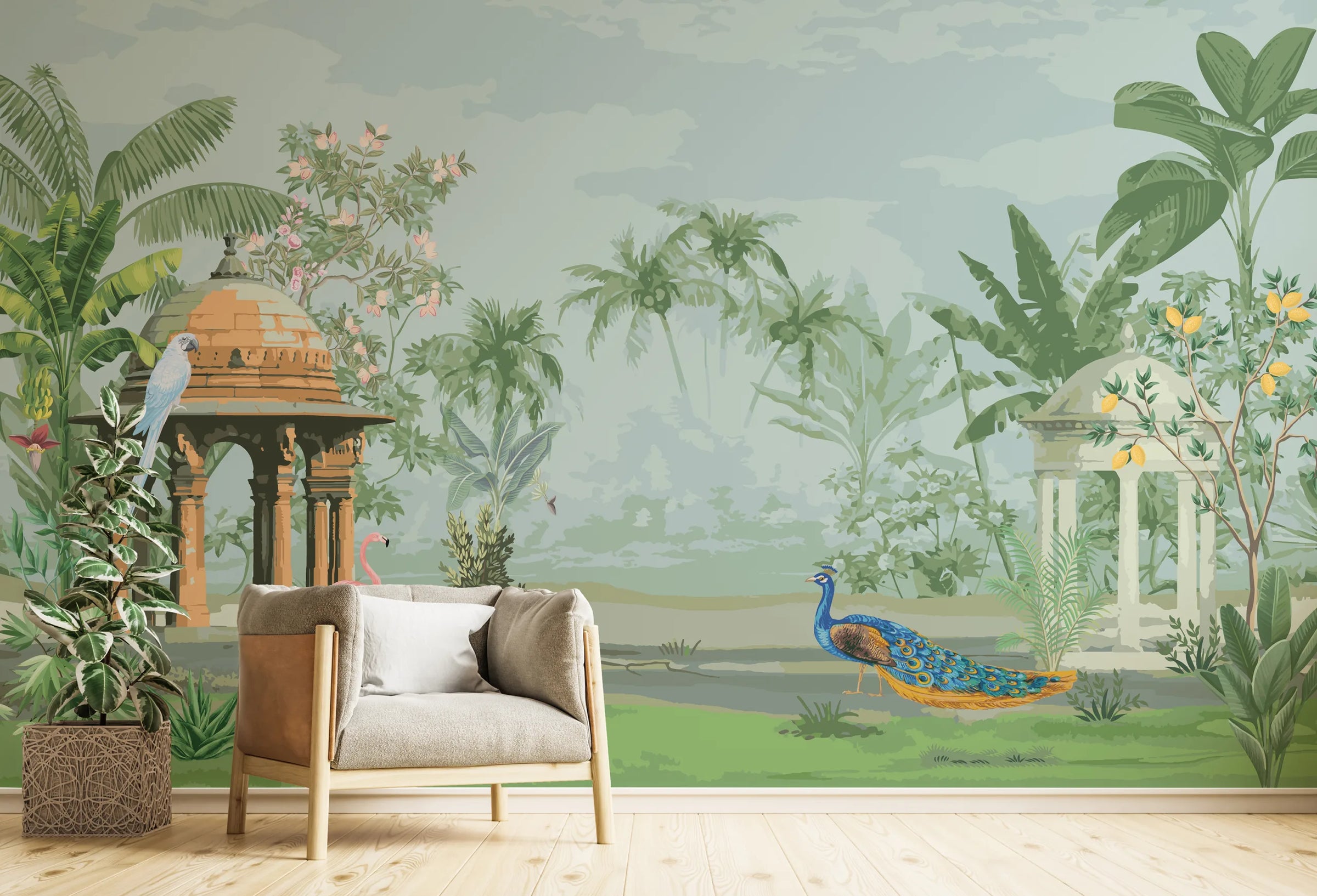 Indian Miniature Art Tropical Removable Wallpaper image 2