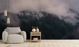 Foggy Lush Forest Peel and Stick Wallpaper for Yoga