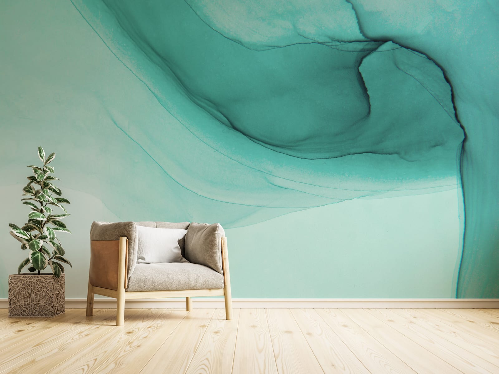 Light Aqua Turquoise Marble Removable Wall Mural Living Room