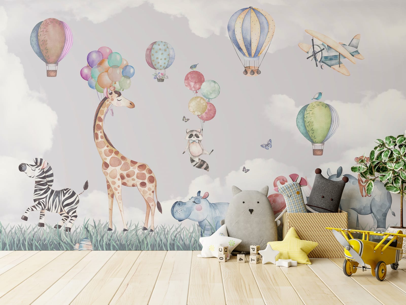 Baby Animals Kids Room Wallpaper Mural – Howdy Wallpaper : Shop Peel ...