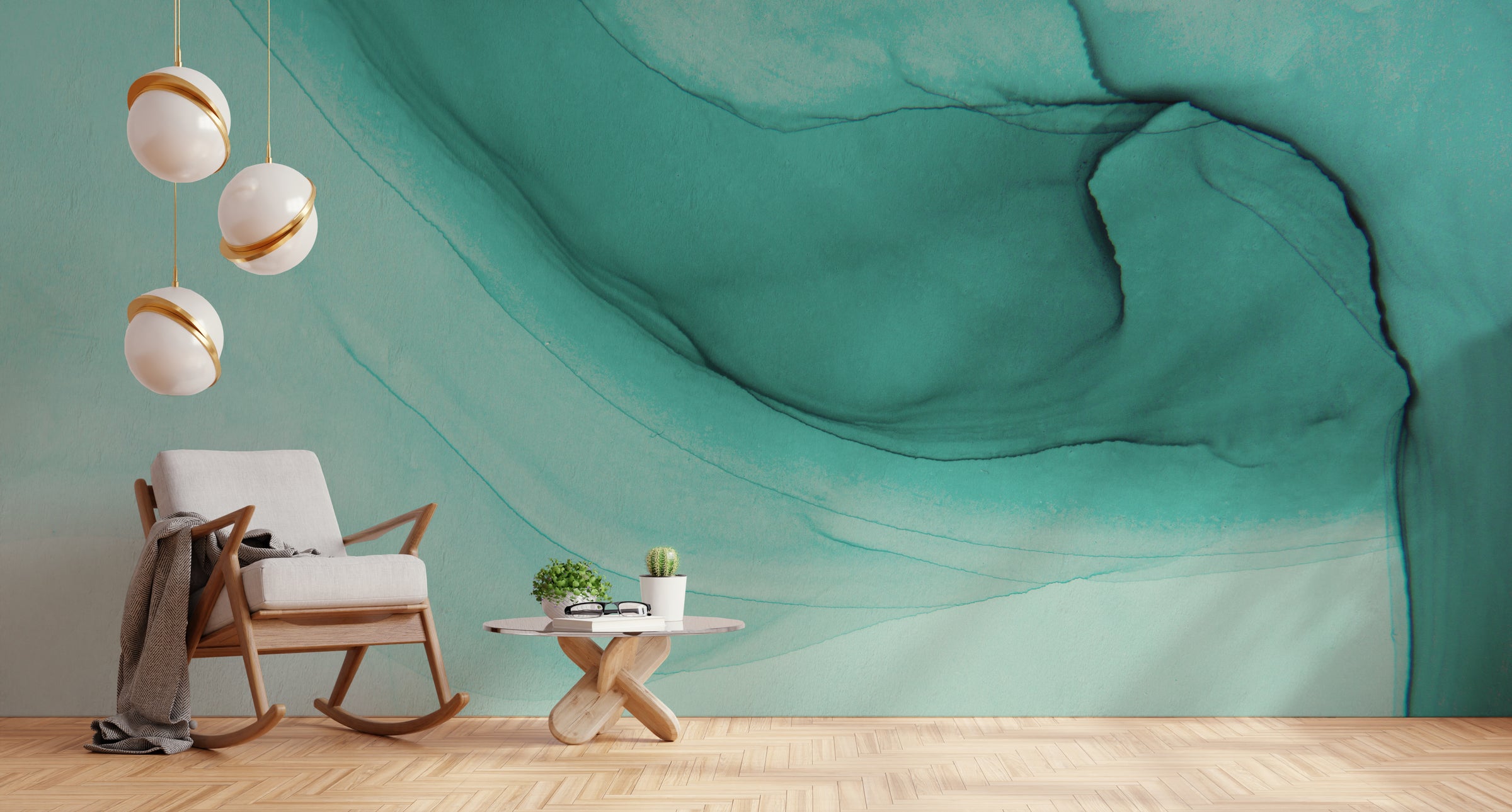 Light Aqua Turquoise Marble Wall Mural Living Room