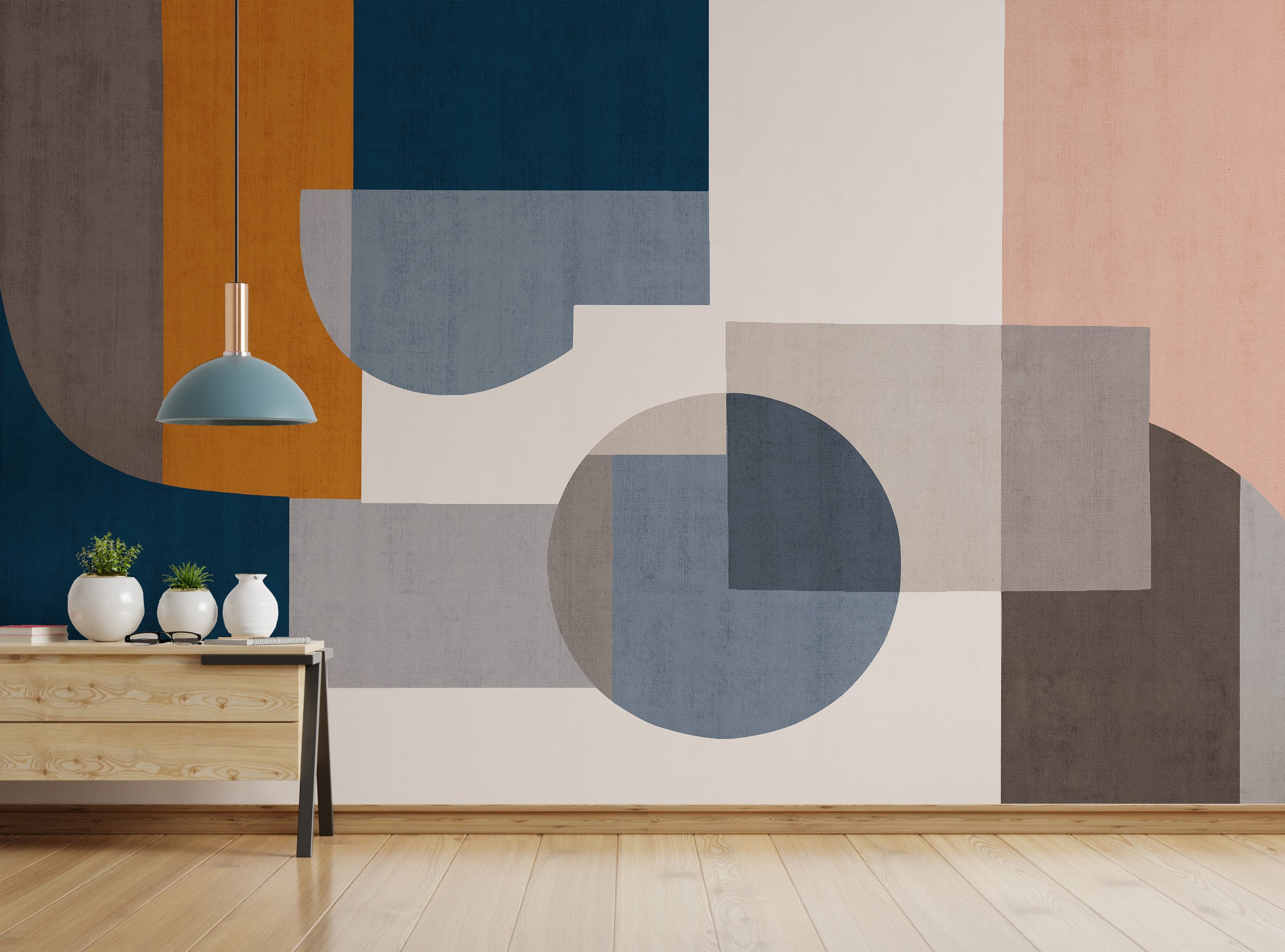 Geometric Fusion Abstract Mural Wallpaper