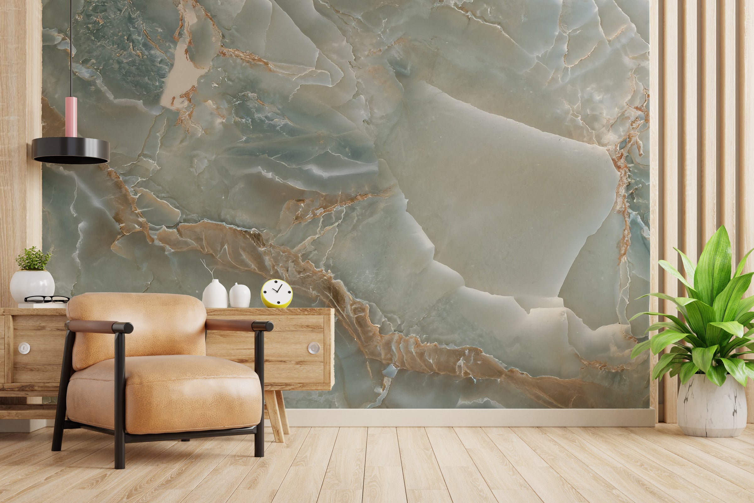 Light Blue Marble Wallpaper Mural Wall Decor