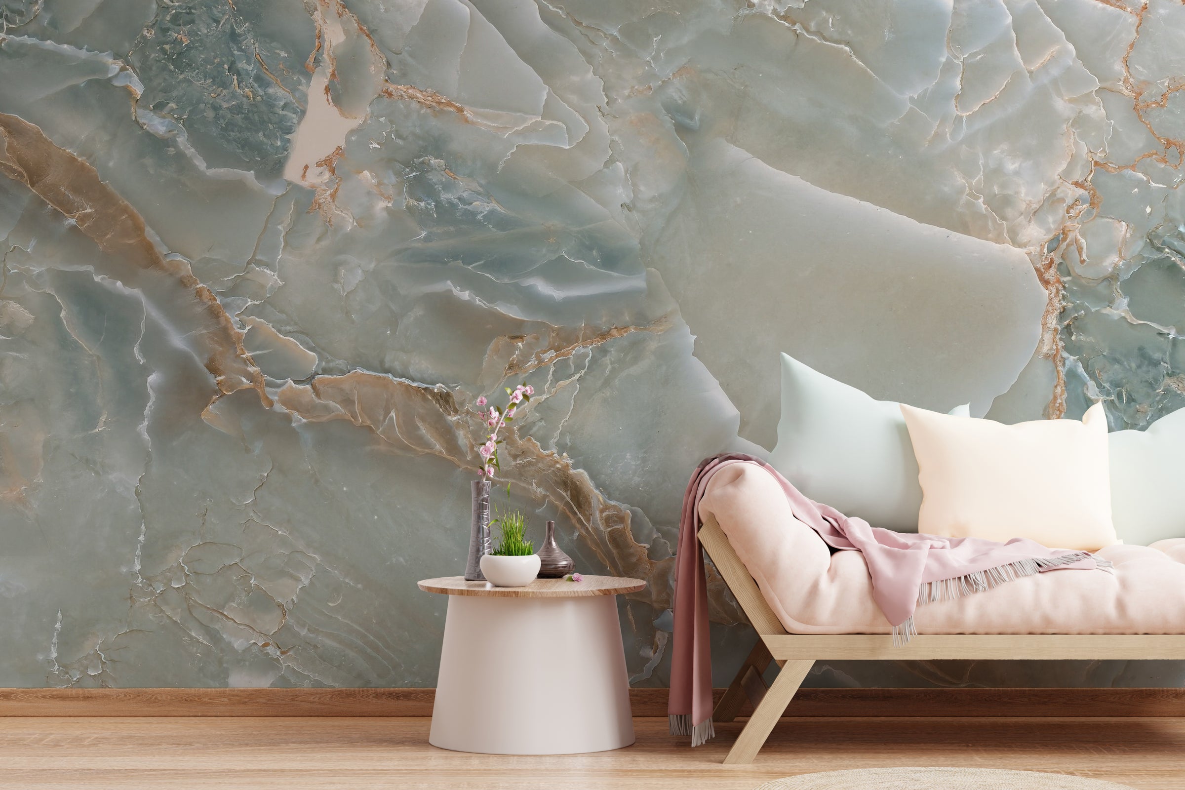 Light Blue Marble Wallpaper Mural Wall Decor