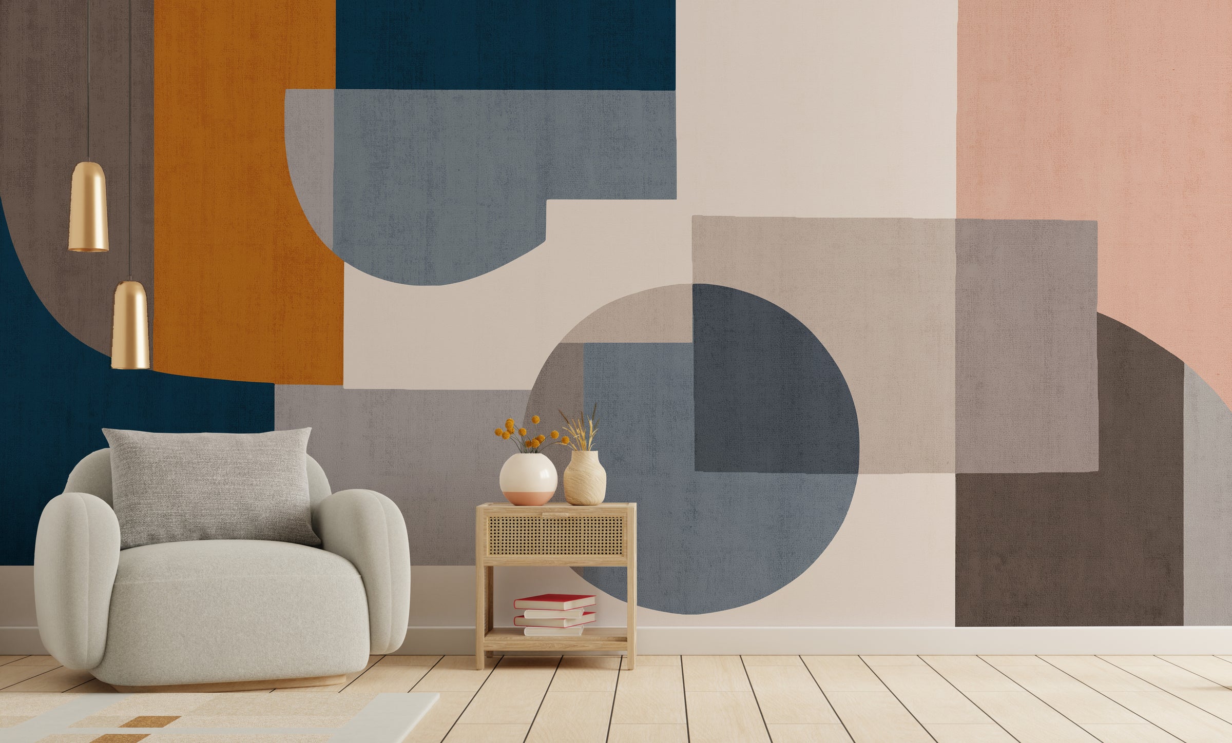 Geometric Fusion Abstract Mural Wallpaper