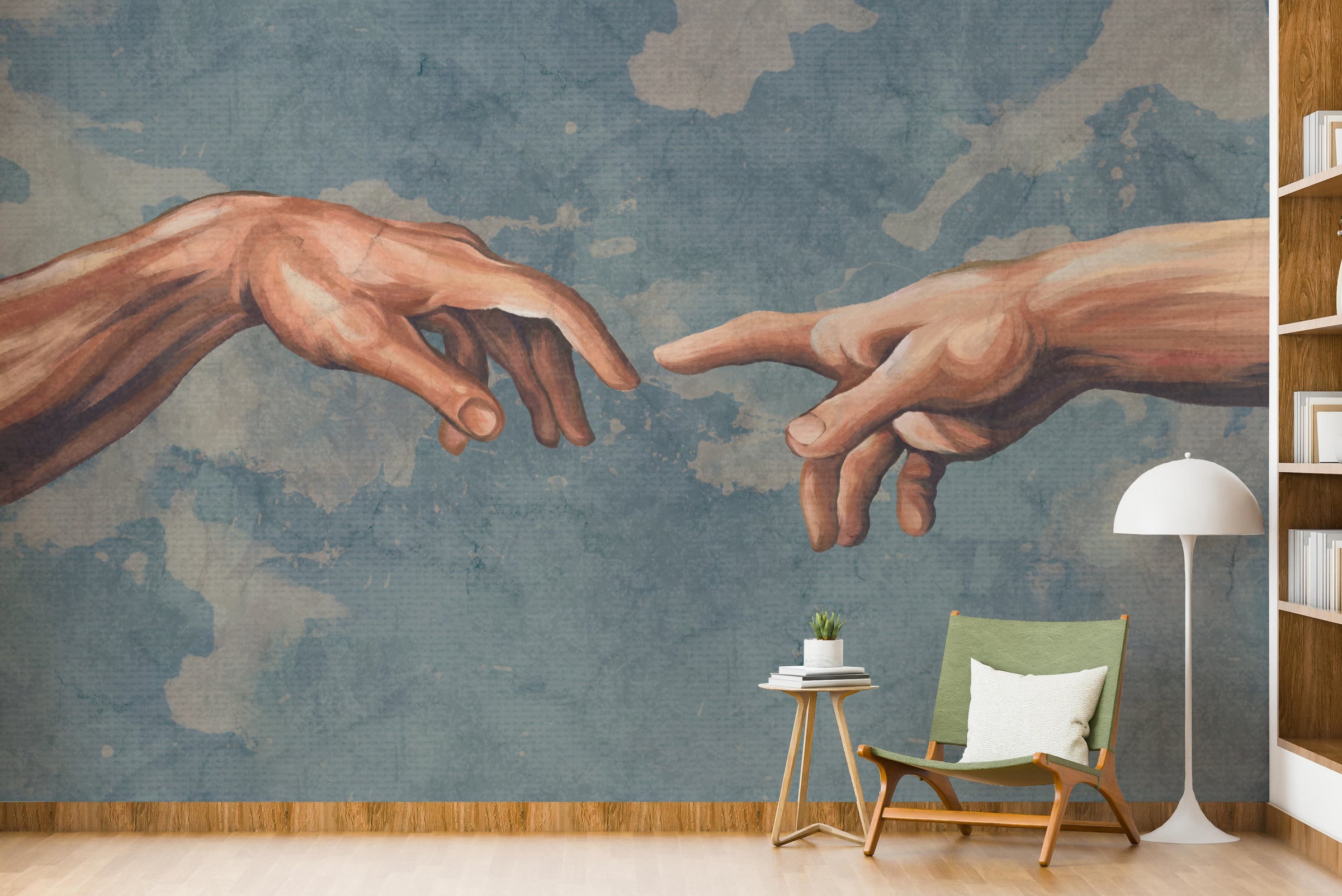 Creation of Adam mural wallpaper with lifelike details, ideal for inviting guest room spaces