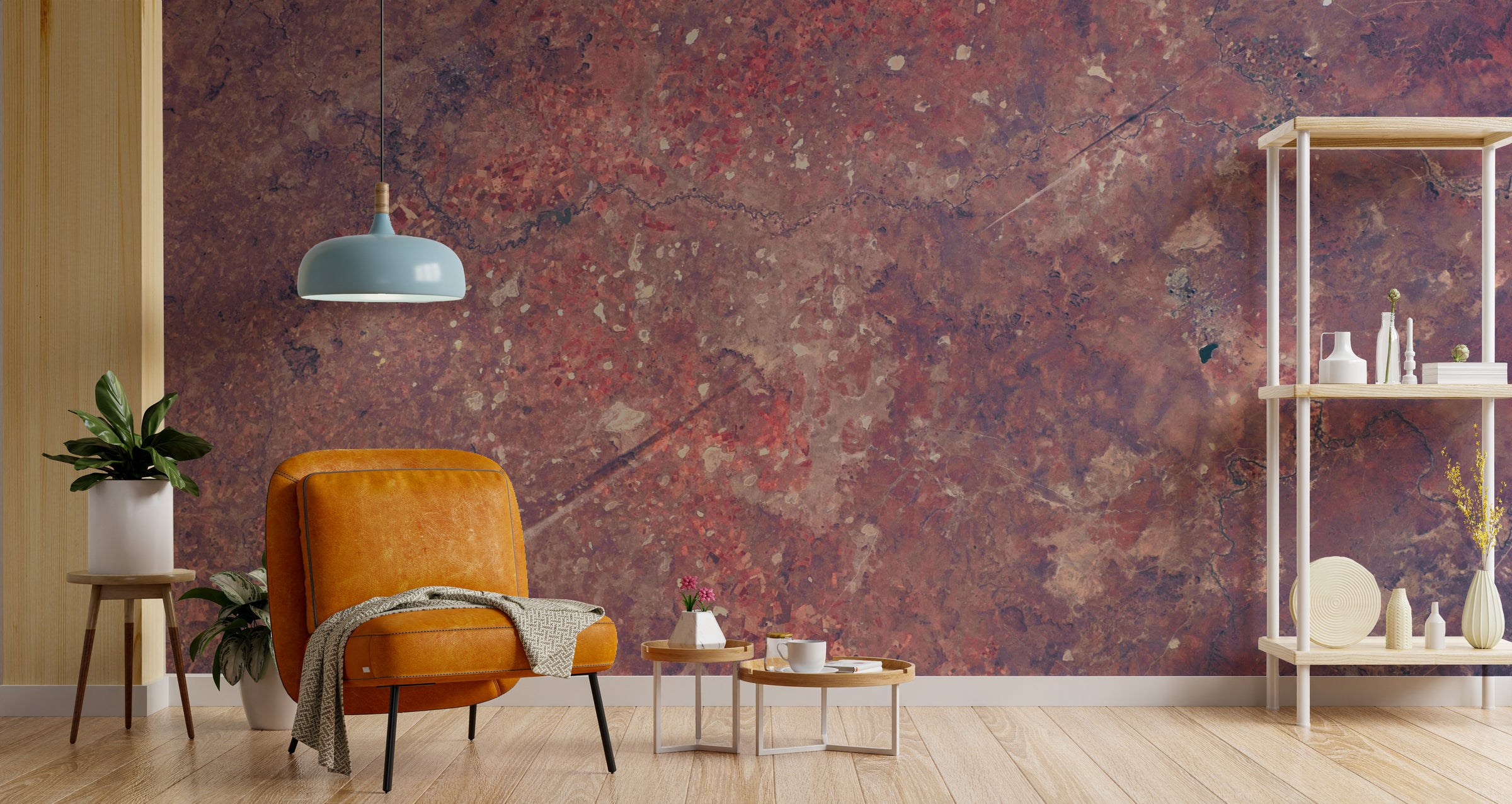 Bold Industrial Rustic Red Metallic Removable Wallpaper