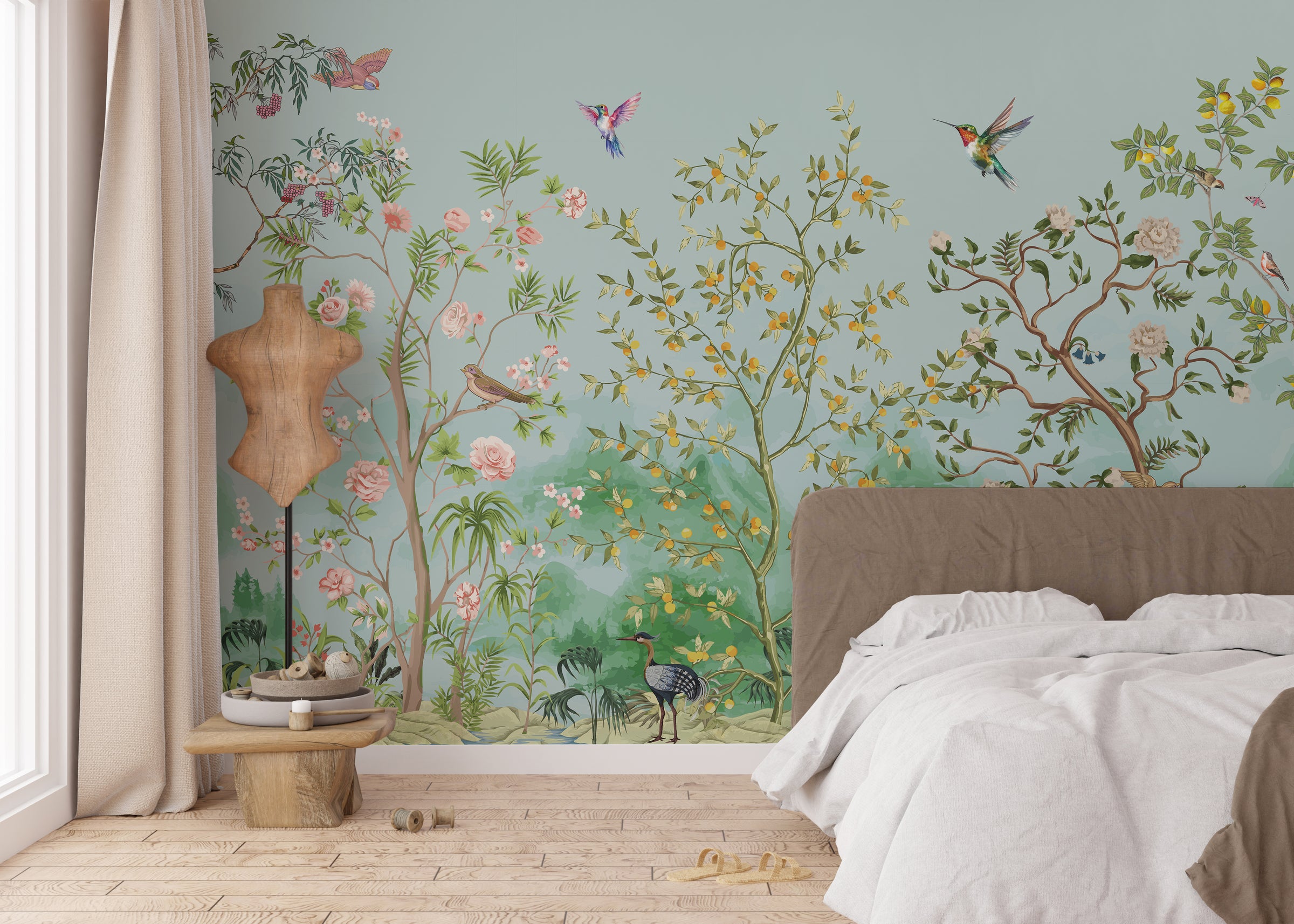 Japanese Garden Serenity Floral Wallpaper