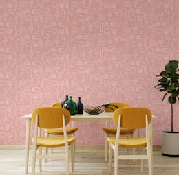 Elegant family dining space showcasing refined minimal portrait illustration wall design bringing creativity and sophisticated decorative appeal.