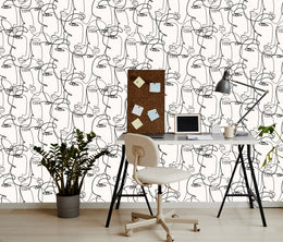 Creative Office room environment showcasing abstract portrait artwork composition bringing stylish decorative ambience