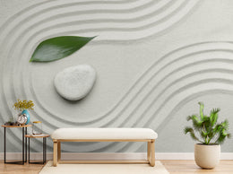 Zen White Sand Wallpaper | Stone Spa Yoga Room Removable Wall Mural