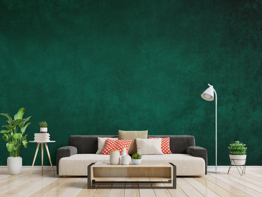 Viridian Green Concrete Wallpaper Peel and Stick Luxurious Living Room Decor