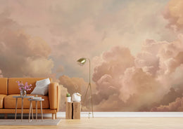 Soft Cloud Aesthetic Sky Mural| Peach Beige Color Peel and Stick Wallpaper image 3