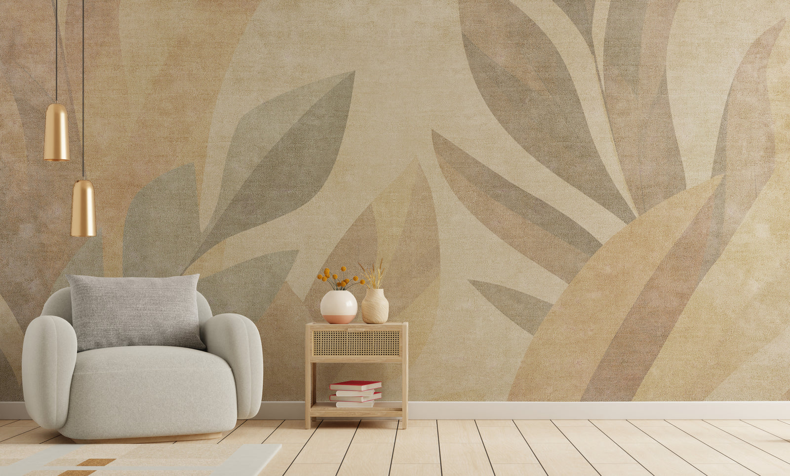 Beige And Ton Color Living Room Abstract Wallpaper