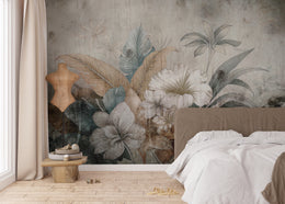 Hand Drawn Nostalgic Tropical Botanical Wallpaper