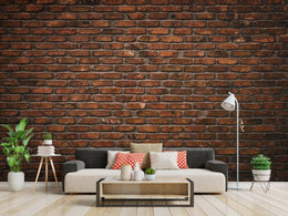 Rustic Dark Red Color Brick Wall Mural Art