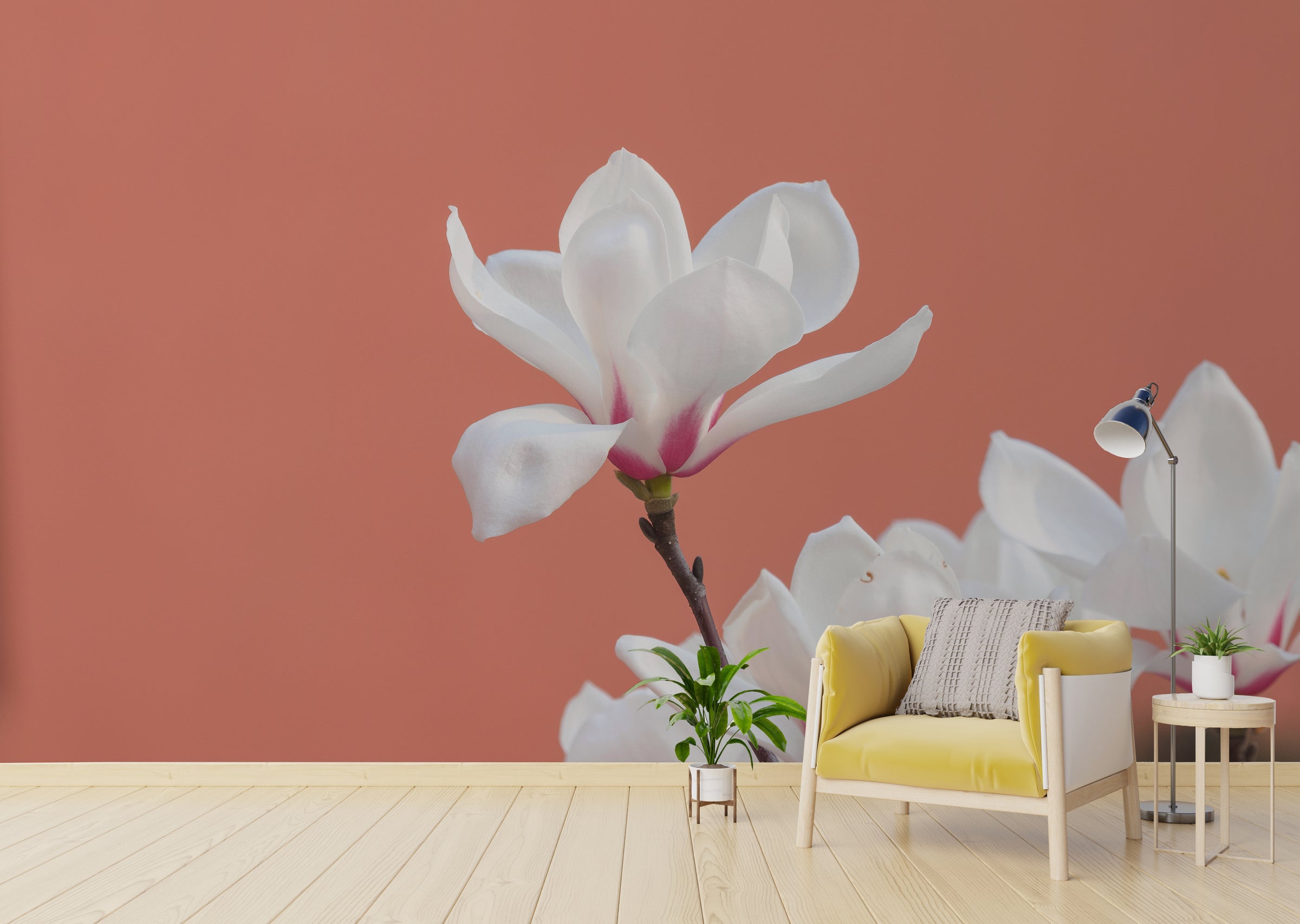 Morning Glory White Flowers Floral Wallpaper
