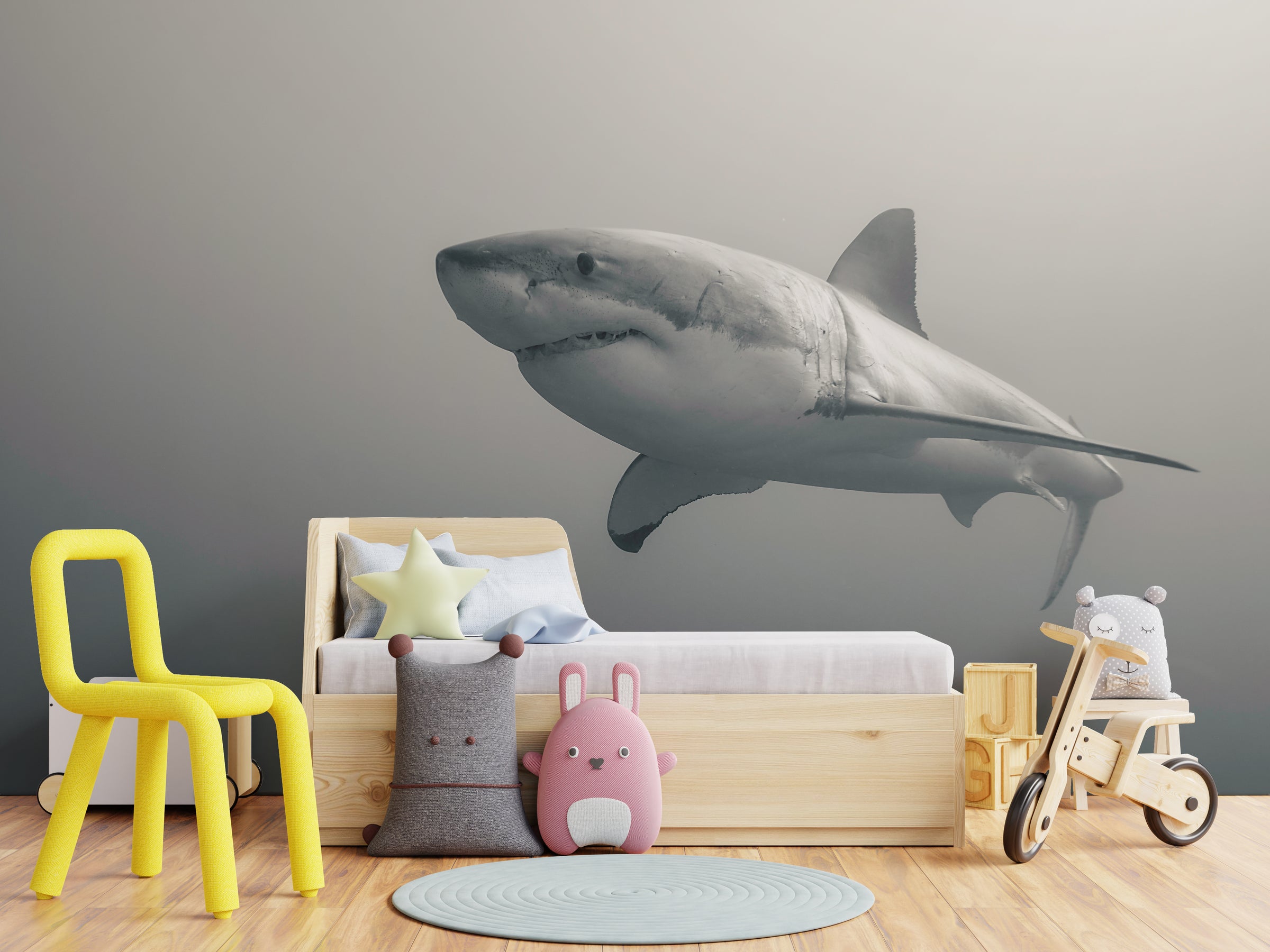 Black And White Shark Wallpaper | Ocean Removable Wall Decor