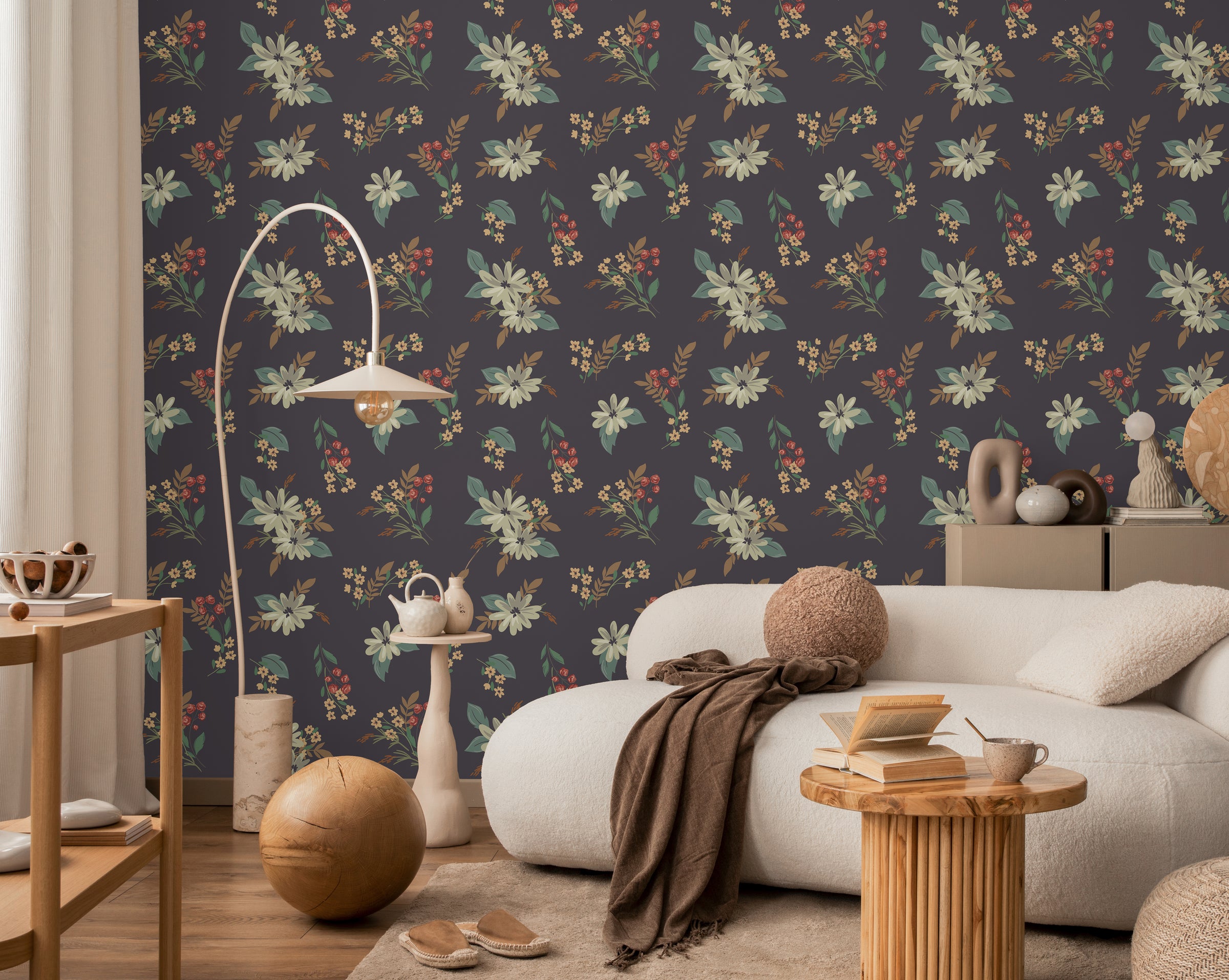 Floral Pattern Ditsy Vintage Style Peel and Stick Wallpaper