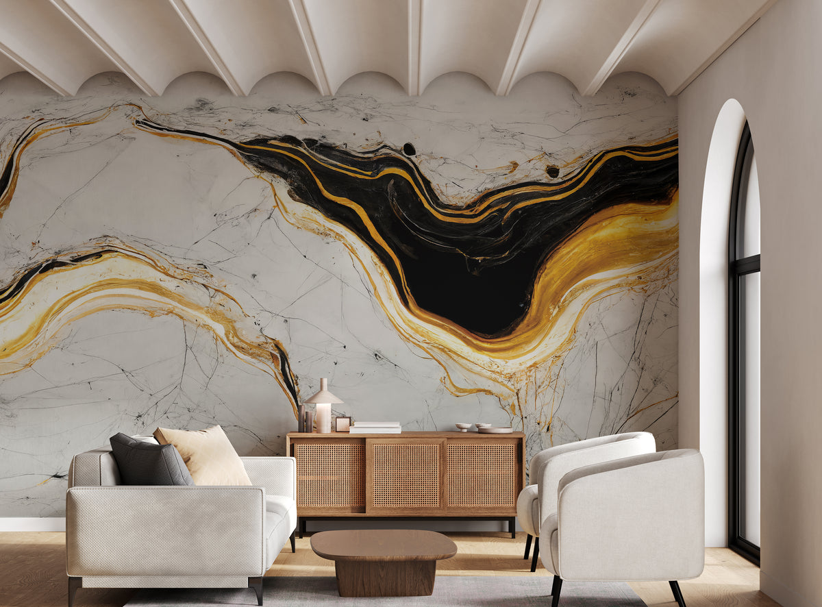Black White and Gold Marble Wallpaper Modern Luxury Removable Wall Mural