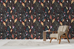 Colorful Leaf Pattern | Modern Botanical Peel and Stick Wallpaper