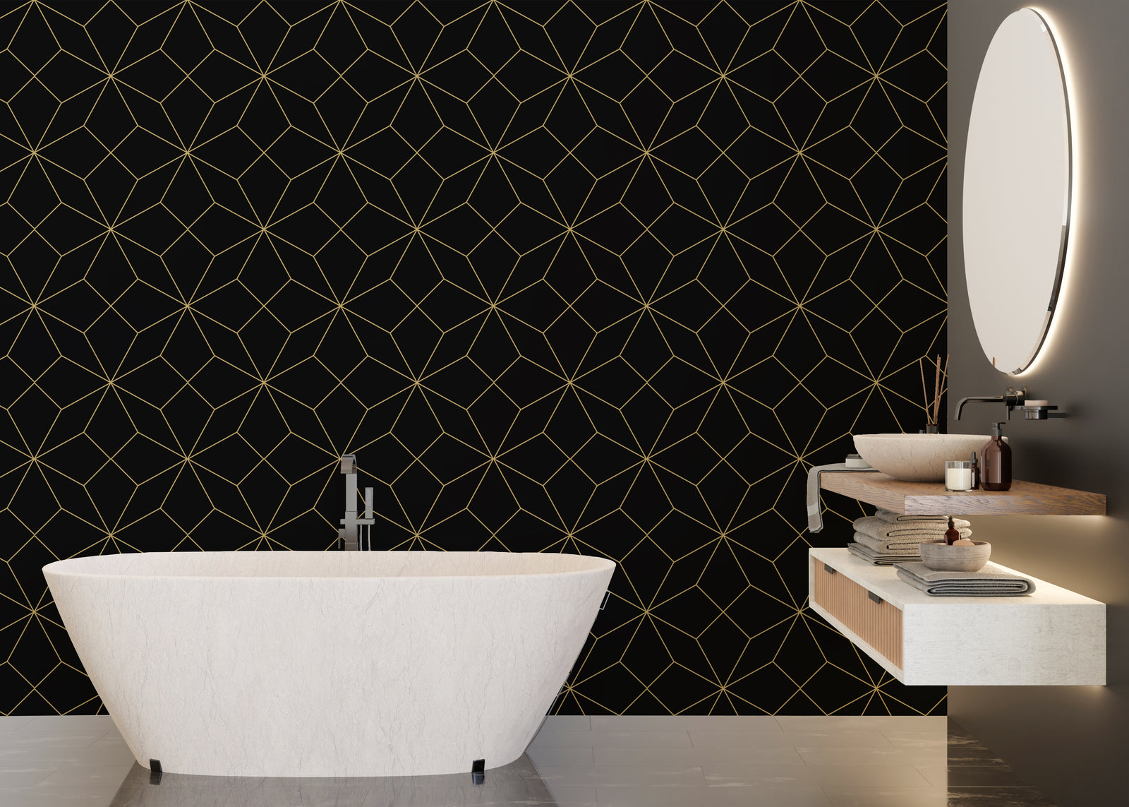 Diamond Geometric Pattern Peel and Stick Wallpaper