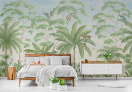 Tropical Jungle Wallpaper | Lush Green Animal Mural | Peel and Stick