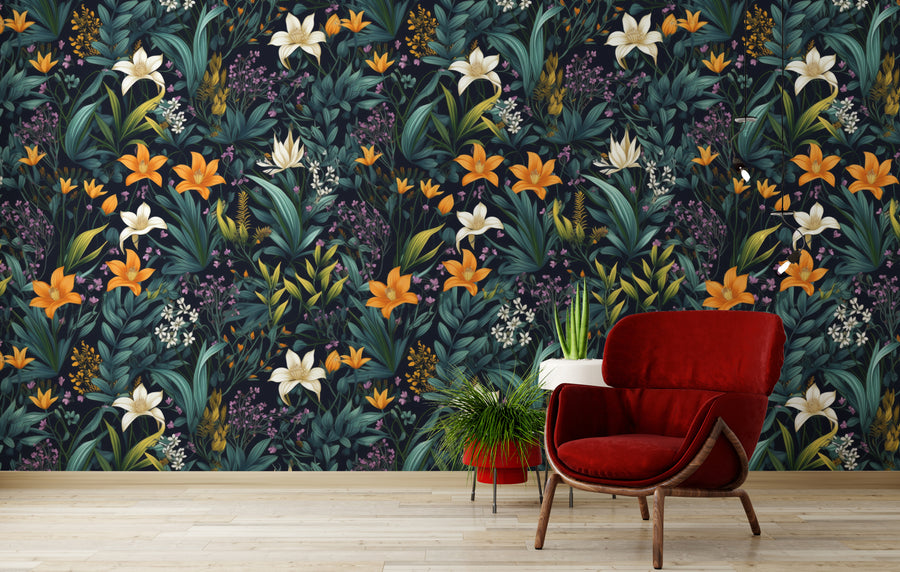 Self-Adhesive Botanical Floral Wallpaper Elegant Bedroom Accent Wall Decor