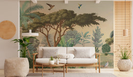 Exotic Nature Garden interior wall accent in soft botanical tones for elegant living space