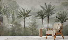 Palm Tree Landscape Wall Design Transforming Lounge Area with Relaxing Tropical Mood