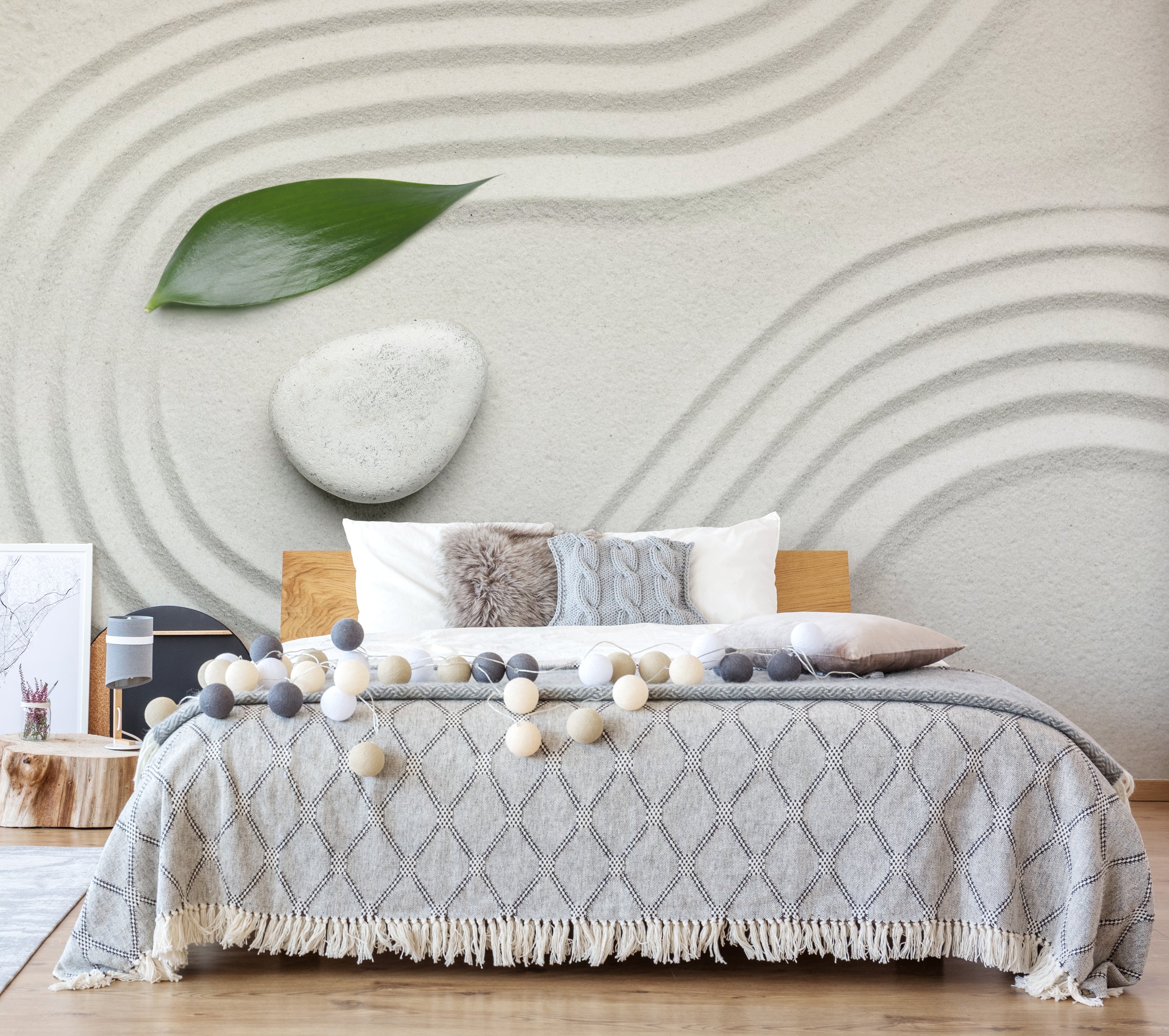 Zen White Sand Wallpaper | Stone Spa Yoga Room Removable Wall Mural