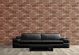 Rustic red brick wallpaper texture enhancing modern living room accent wall decor