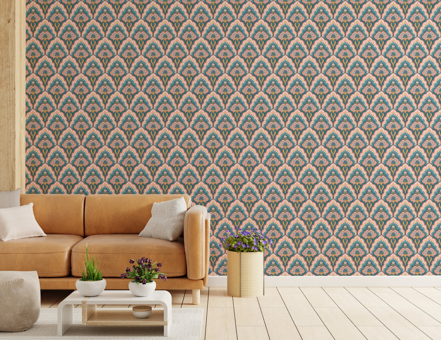 Removable Classic Floral Damask Wallpaper For Modern Homes