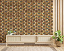 Striking vintage floral pattern in warm earthy tones elevating modern bedroom statement decor